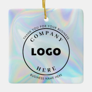 Ornement En Céramique Votre logo d'entreprise Noël holographique