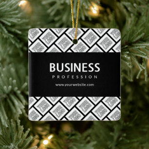 Ornement En Céramique Votre logo en motif mosaïque et nom d'entreprise m