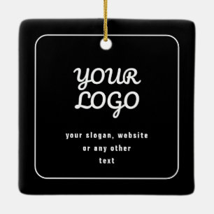 Ornement En Céramique Votre logo et slogan ou autre texte Noir et blan