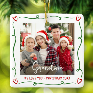 Ornement En Céramique Vous aimez grand-mère Noël Photo Rouge Vert Gribou