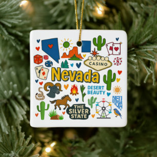 Ornement En Céramique Voyage de famille personnalisé au Nevada pour Noël
