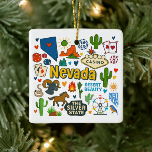 Ornement En Céramique Voyage de famille personnalisé au Nevada pour Noël