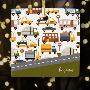 Ornement En Céramique Vroom ! Motif de transport de voiture Garçon Noël