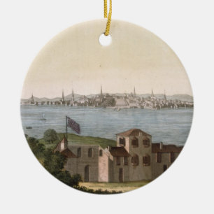 Ornement En Céramique Vue de Boston, de 'Le Costume Ancien et Moderne