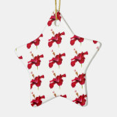 Ornement En Céramique Vue latérale de l'Hibiscus rouge (Gauche)