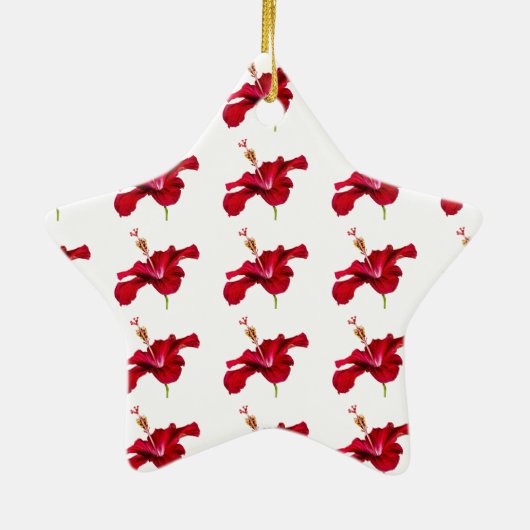 Ornement En Céramique Vue latérale de l'Hibiscus rouge (Dos)