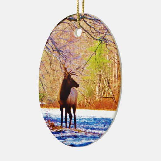 Ornement En Céramique Vue latérale Elément taureau dans la neige (Gauche)