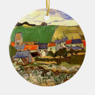 Ornement En Céramique Vue sur Auvers, Vincent van Gogh. Joyeux anniversa