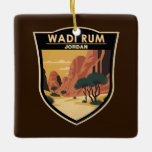 Ornement En Céramique Wadi Rum Jordan Travel Art Vintage<br><div class="desc">OEuvre vectorielle Wadi Rum. Également connu sous le nom de Vallée de la Lune,  il est une vallée coupée dans le grès et la roche de granit dans le sud de la Jordanie.</div>