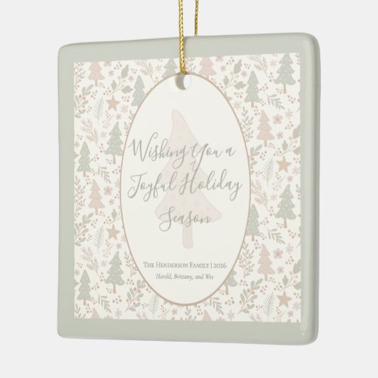 Ornement En Céramique Warm Winter Wishes –Personalized Holiday Ornament (Gauche)