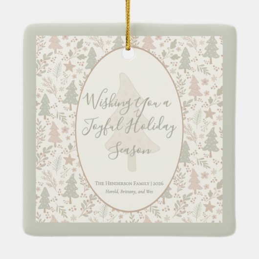 Ornement En Céramique Warm Winter Wishes –Personalized Holiday Ornament (Dos)