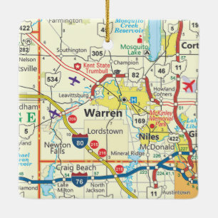 Ornement En Céramique Warren Ohio Map