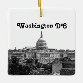 Ornement En Céramique Washington Skyline Gravé