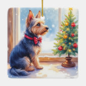 Ornement En Céramique Watercolor Australian Terrier Tabletop Christmas (Dos)