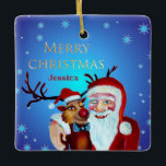 Ornement En Céramique Watercolor Magical Santa Claus Smiling Rudolph<br><div class="desc">Watercolor Magical Santa Claus Smiling Rudolph watercolor illustration artwork created by Nisuris Art.</div>