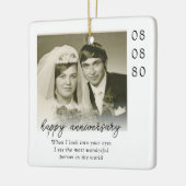Ornement En Céramique Wedding Anniversary Photo Heartfelt Message (Gauche)