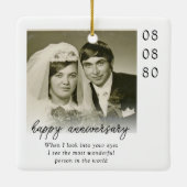 Ornement En Céramique Wedding Anniversary Photo Heartfelt Message (Dos)