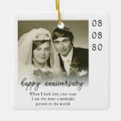 Ornement En Céramique Wedding Anniversary Photo Heartfelt Message (Devant)