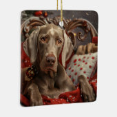 Ornement En Céramique Weimaraner Chien Festif de Noël (Droite)