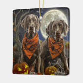 Ornement En Céramique Weimaraner Halloween Éffrayant (Gauche)