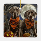 Ornement En Céramique Weimaraner Halloween Éffrayant (Dos)