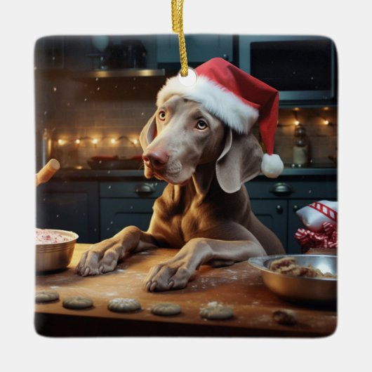 Ornement En Céramique Weimaraner Noël Cookies Festive Fête (Devant)