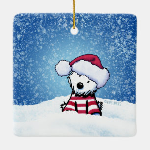 Ornement en céramique Westie Noël KiniArt™