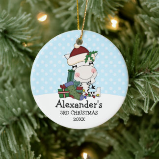 Ornement En Céramique Whimsical 3e Noël Père Noël Zebra Personnalisé