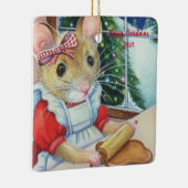 Ornement En Céramique Whimsical North Pole Gingerbread Baker Mouse Art (Droite)