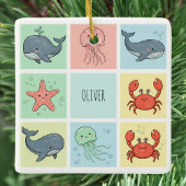 Ornement En Céramique Whimsical Ocean Friends Doodles