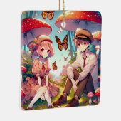 Ornement En Céramique Whimsical Romantic Anime Couple (Droite)