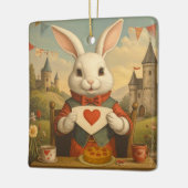 Ornement En Céramique Whimsical White Rabbit Hearts Enchanted Wonderland (Gauche)