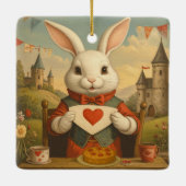 Ornement En Céramique Whimsical White Rabbit Hearts Enchanted Wonderland (Dos)