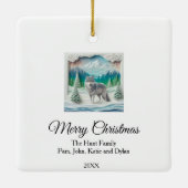Ornement En Céramique Winter Wonderland Wolf Personalized Christmas (Dos)