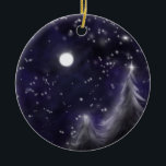 Ornement En Céramique Winters starry night - romantic Holiday snow scene<br><div class="desc">Silent Night - romantic Holiday snow scene during the earlier morning while the moon is glistening over a blanket of fresh new snow.</div>