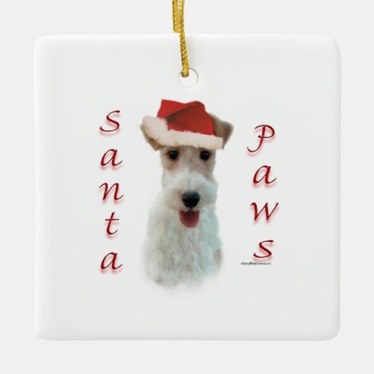 Ornement En Céramique Wire Fox Terrier Père Noël Paws (Devant)