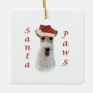 Ornement En Céramique Wire Fox Terrier Santa Paws