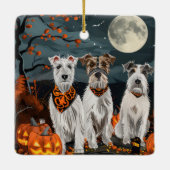 Ornement En Céramique Wirefox Terrier Halloween Éffrayant (Dos)