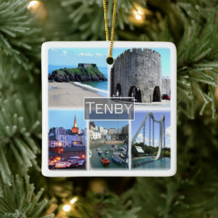 Ornement En Céramique WLS007 TENBY, Wales, Europe,
