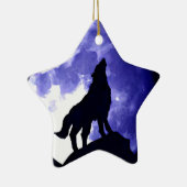 Ornement En Céramique Wolf Silhouette & Pleine lune (Droite)