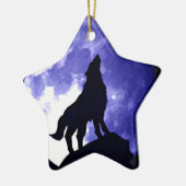 Ornement En Céramique Wolf Silhouette & Pleine lune (Gauche)