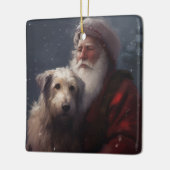 Ornement En Céramique Wolfhound avec Noël Festif du Père Noël (Gauche)