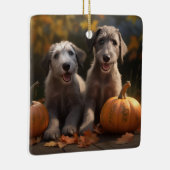 Ornement En Céramique Wolfhound Chiot Automne Citrouille de plaisir (Droite)