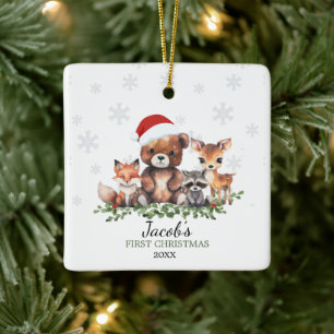 ORNEMENT EN CÉRAMIQUE WOODLAND 1ER NOËL