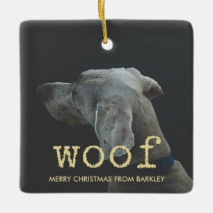 Ornement En Céramique Woof en or Vintage texte de machine à écrire pou