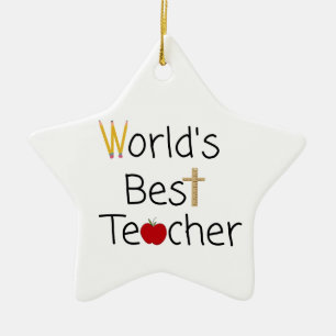Ornement En Céramique World’s Best Teacher Cool School Supplies