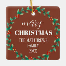 Wreath Joyeux Noël Nom photo Terracotta