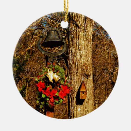Ornement En Céramique Wreath Old Bells and Birdhouse (Devant)