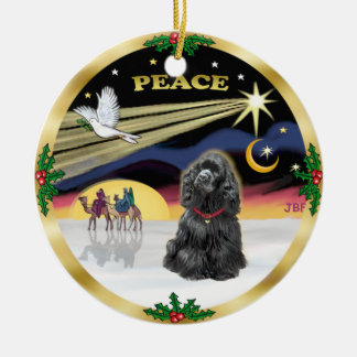 Ornement En Céramique Xmas Colombe - Cocker Spaniel noir