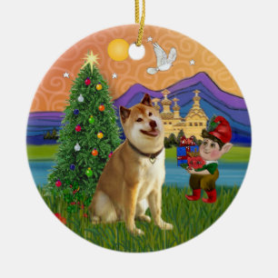 Ornement En Céramique Xmas Fantasy - Shiba Inu